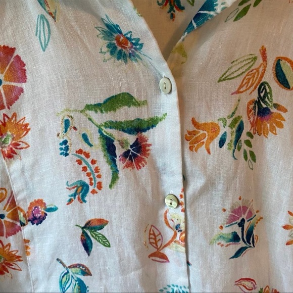 J Jill floral linen Sleeveless Button-Up Blouse - Picture 2 of 7